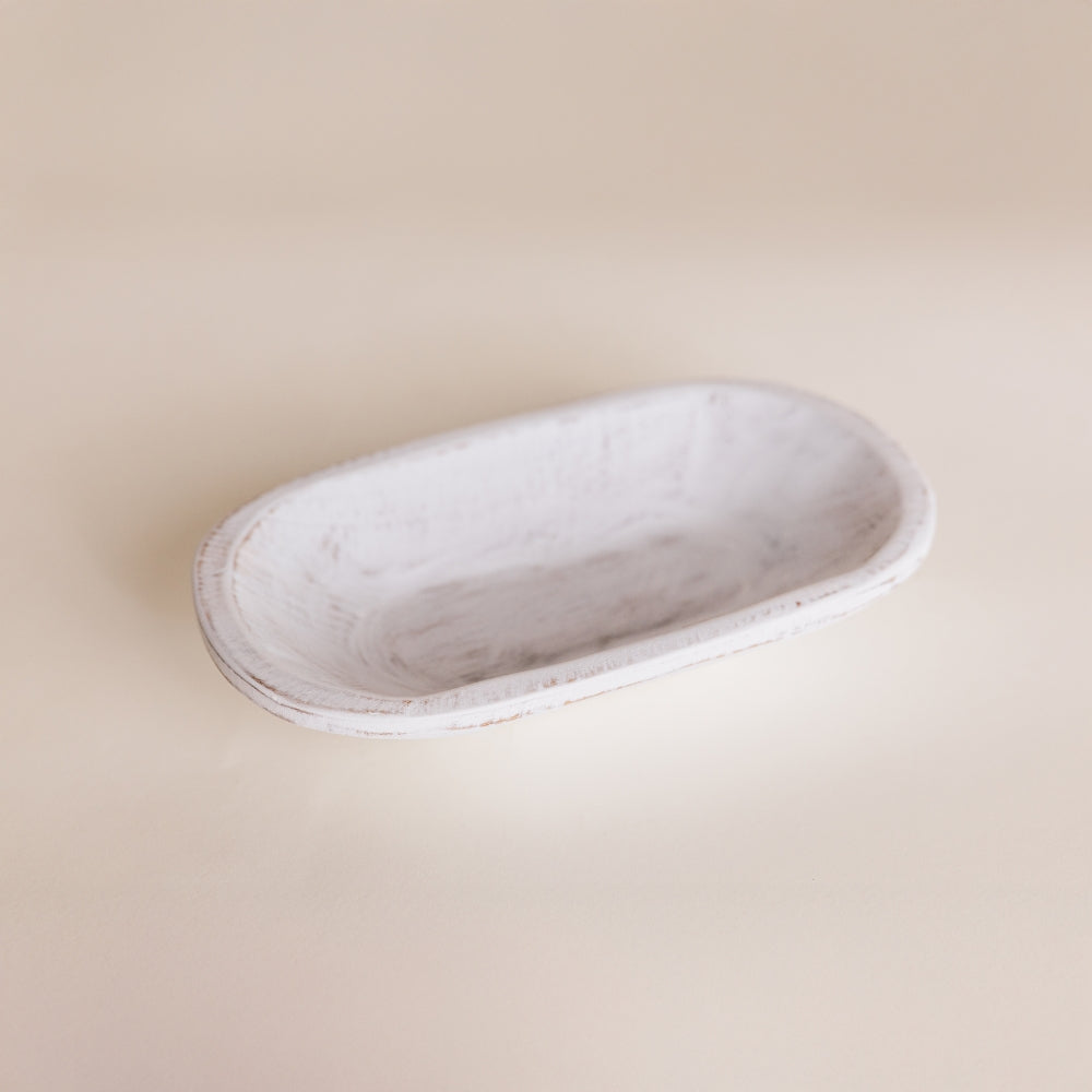 Acacia Wood Bowls | Regular Mini Dough Bowl - White