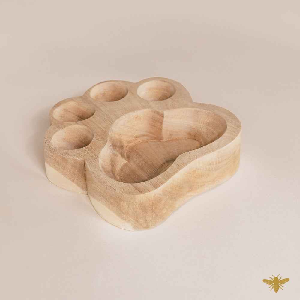 Acacia Wood Bowls | Paw Print Dough Bowl - Natural