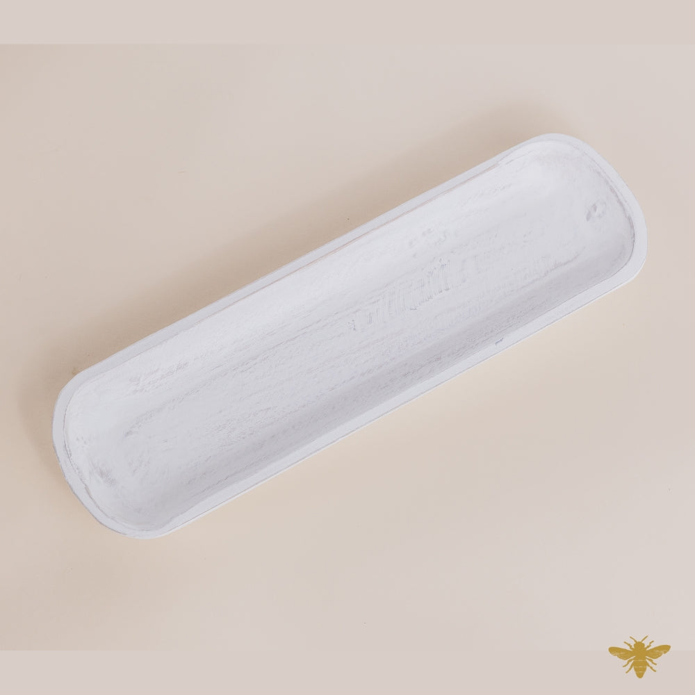 Acacia Wood Bowls | Rustic Baguette Dough Bowl - White