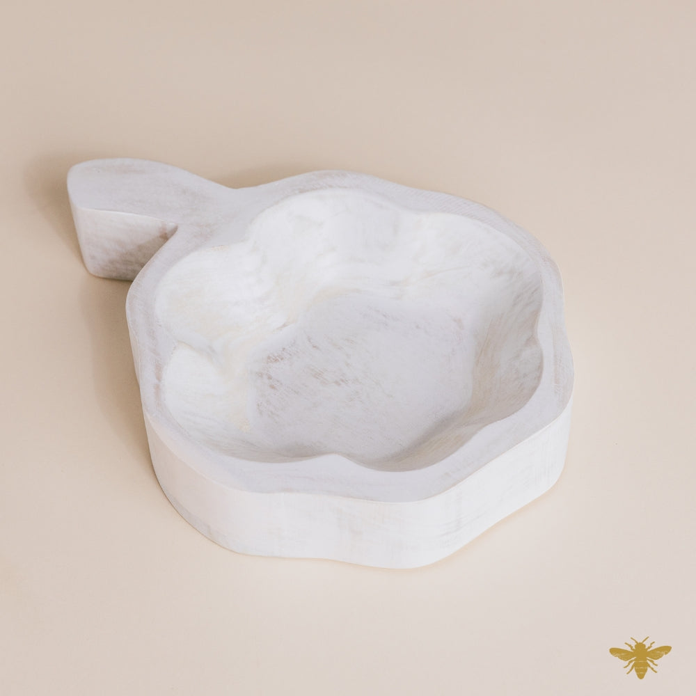 Acacia Wood Bowls | Large Pumpkin Dough Bowl - White